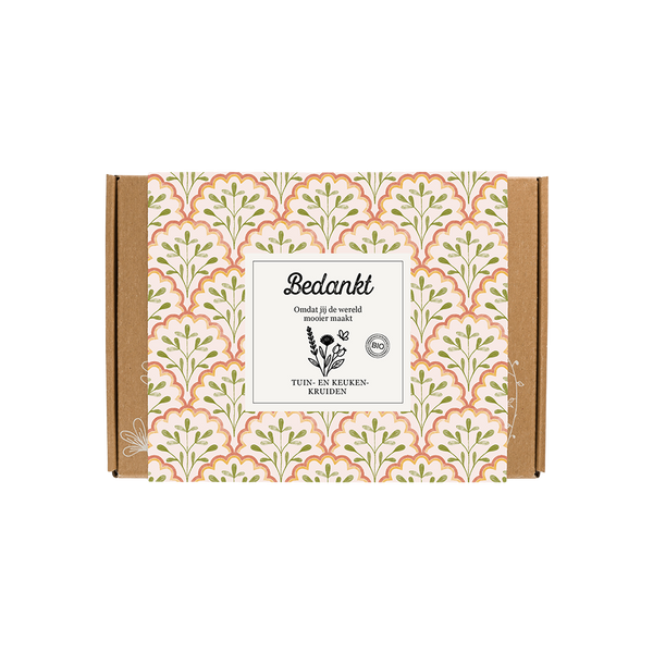 Gift Box Small "Bedankt" met 7 Tuin- en Keukenkruiden Mix Zaadbommetjes