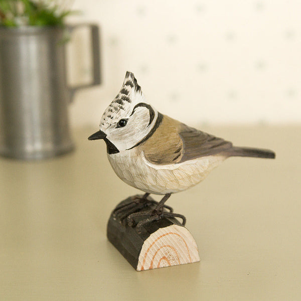 Houtgesneden Vogelbeeld Kuifmees – DecoBird | Wildlife Garden