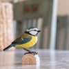 Vogelbeeldje Pimpelmees – Handgesneden Houten Decoratievogel | DecoBird Wildlife Garden