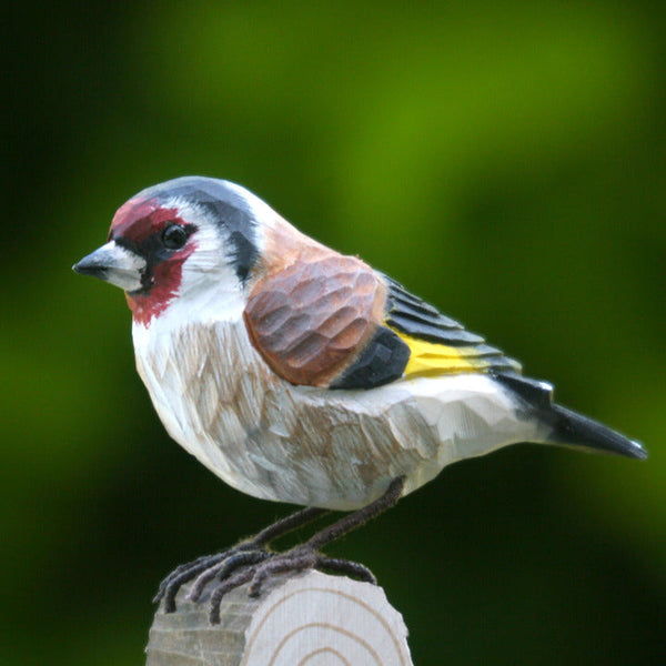 Vogelbeeldje Putter – Handgesneden Houten Decoratievogel | DecoBird Wildlife Garden – foto 4
