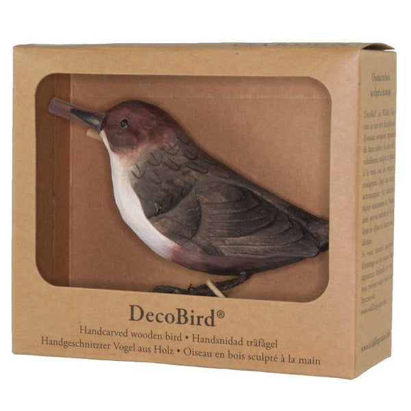 Vogelbeeldje Waterspreeuw – Handgesneden Houten Decoratievogel | DecoBird Wildlife Garden