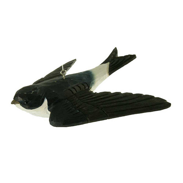 Vogelbeeldje Huiszwaluw – Handgesneden Houten Decoratievogel | DecoBird Wildlife Garden