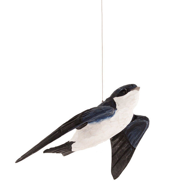 Vogelbeeldje Huiszwaluw – Handgesneden Houten Decoratievogel | DecoBird Wildlife Garden