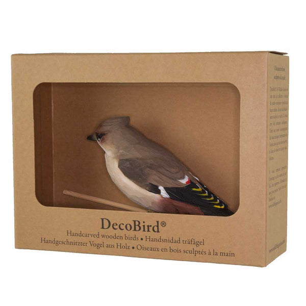 Vogelbeeldje Pestvogel – Handgesneden Houten Decoratievogel | DecoBird Wildlife Garden