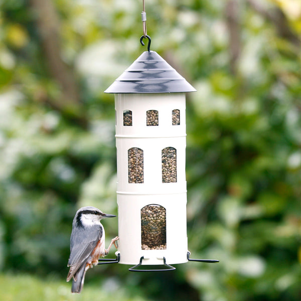 Hangende Vogelvoedersilo Wit - Combi Voederhuis | Wildlife Garden