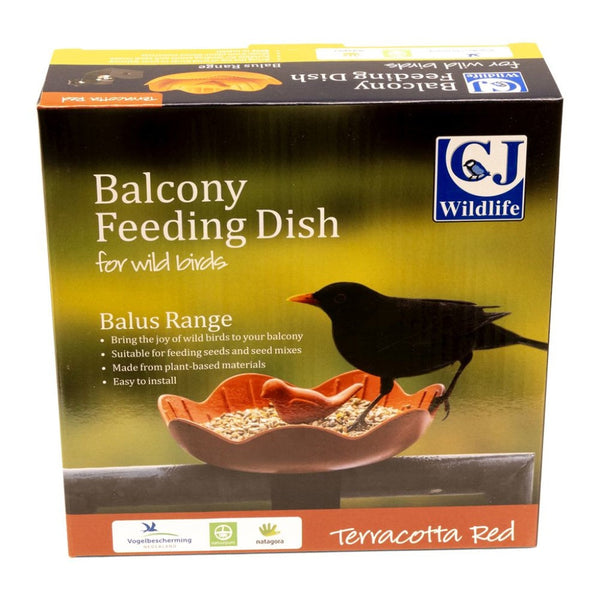 Balkon Voederschaal Balus (terracotta) – Compacte voederschaal met klem voor balkons