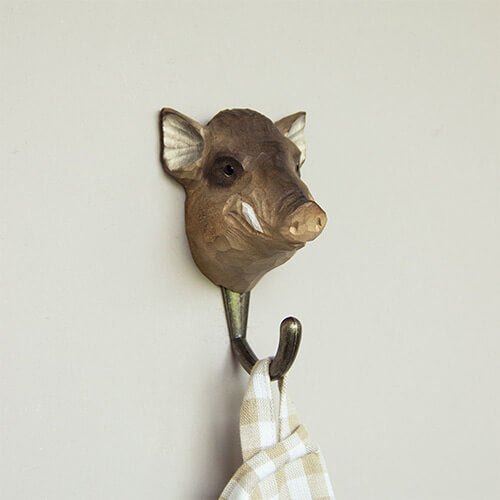 Kledinghaak Wild Zwijn – Decoratieve Houten Wandhaak | Wildlife Garden