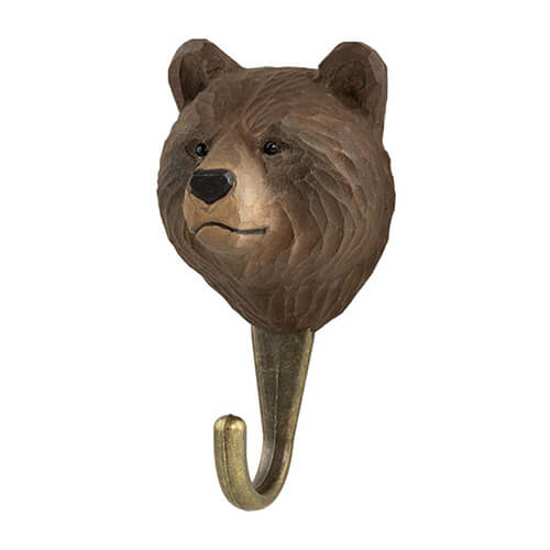 Kledinghaak Bruine Beer – Decoratieve Houten Wandhaak | Wildlife Garden