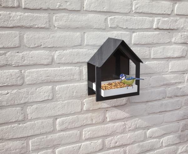 Esschert Design - Muurvoedertafel antraciet/wit