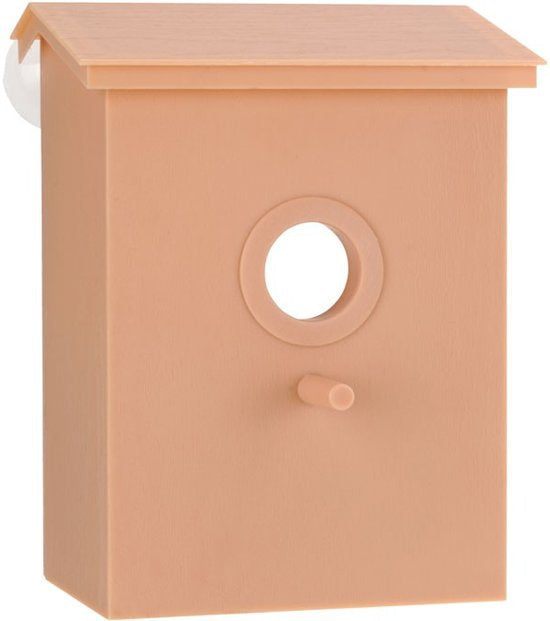 Meekijk vogelhuisje met spionagefolie – raam-nestkast met 3 zuignappen (kunststof, 20×14×10 cm, invliegopening Ø41 mm + ringen 32/25 mm)