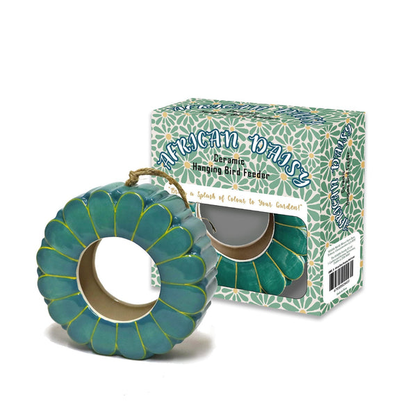 African Daisy Ceramic Hanging Bird Feeder