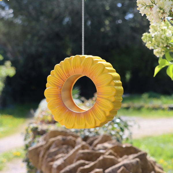 Sunflower Ceramic Hanging Bird Feeder