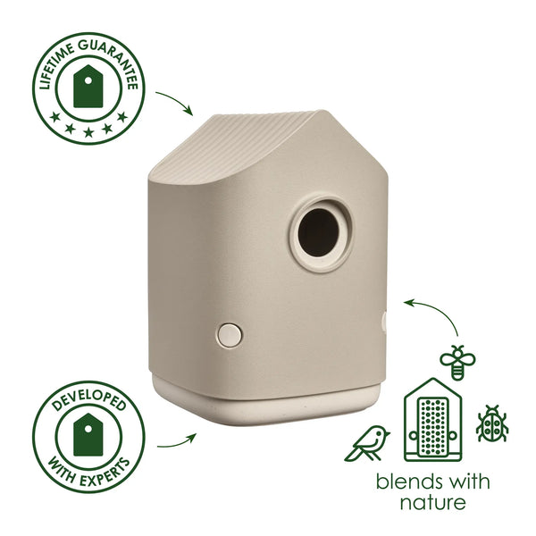 Cosy vogelhuisje paddenstoel beige – nestkast voor koolmezen & pimpelmezen | Duurzaam gerecycled kunststof & weerbestendig