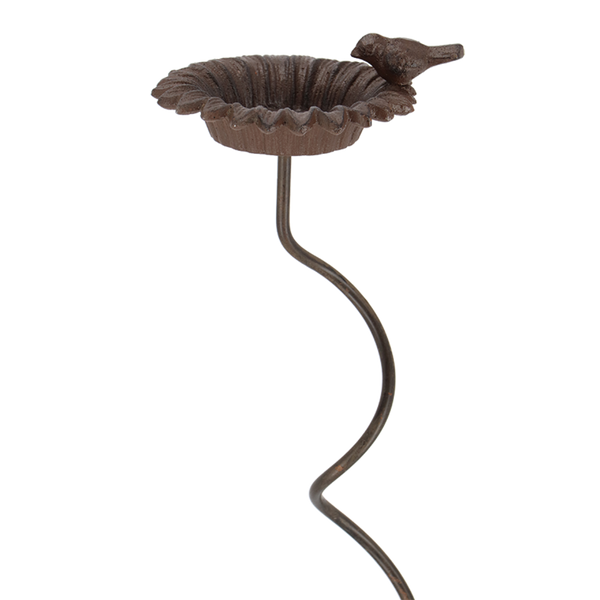 Vogelbad op plantensteun spiraal