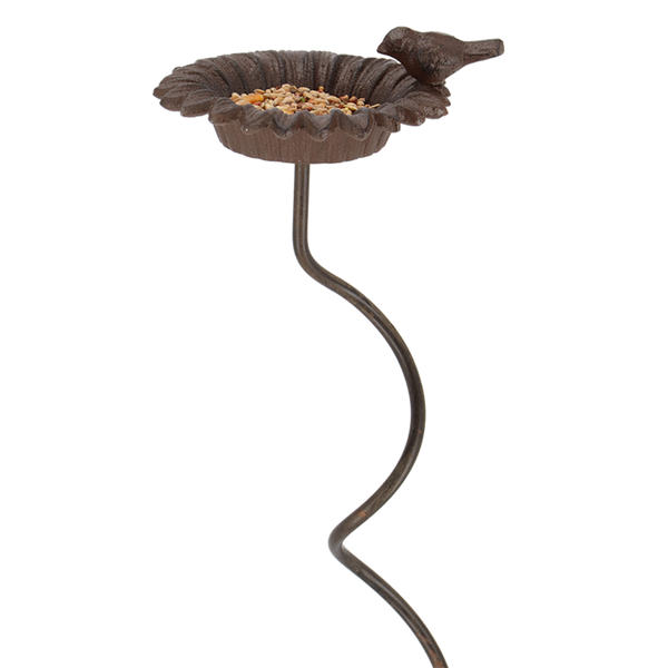 Vogelbad op plantensteun spiraal