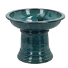 Vogelbad keramiek op voet petrol S
