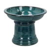 Vogelbad keramiek op voet petrol S
