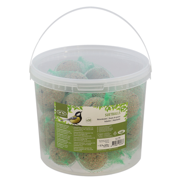 Vetbollen in emmer 30 stuks met net