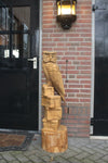 Houtsculptuur uil op stapel boeken 120cm