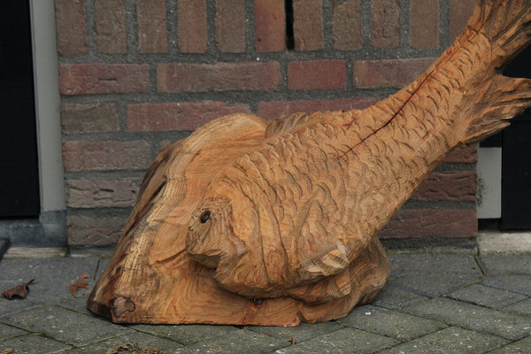 Houtsculptuur vis 90cm