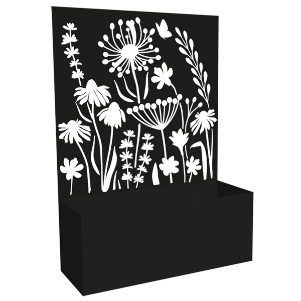 Bloembak met trellis voorzien van bloemendesign