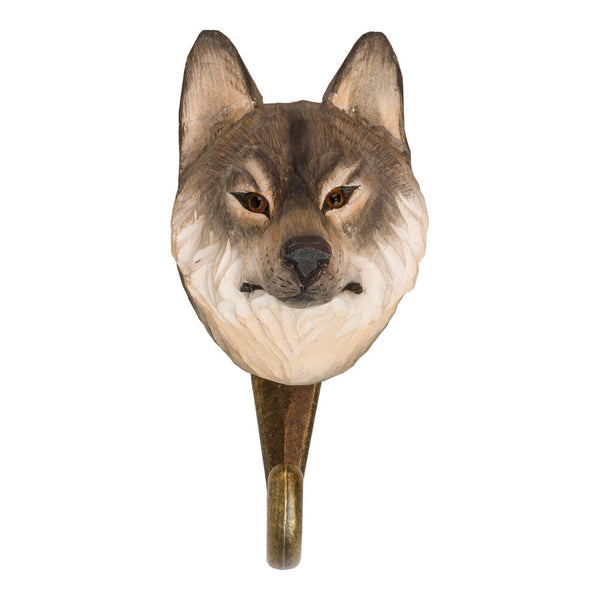 Kledinghaak Wolf – Decoratieve Houten Wandhaak | Wildlife Garden