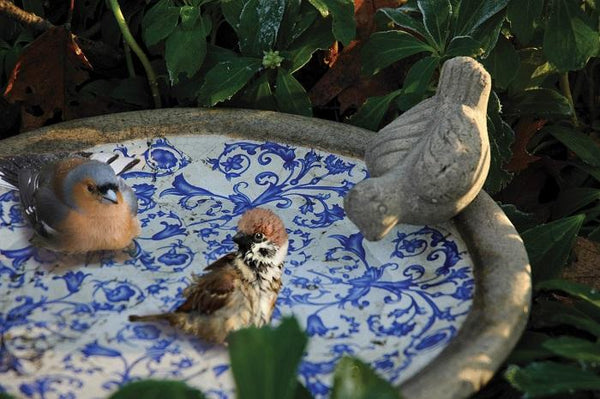 Vogelbad Keramiek Blauw-Wit – Delfts Blauw Stijl | Esschert Design