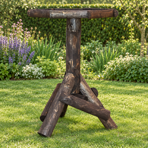 Grote houten vogelvoedertafel 122 cm – Rustiek donker hout