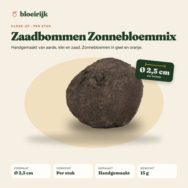 Close-up zaadbom zonnebloemmix, Ø 2,5 cm