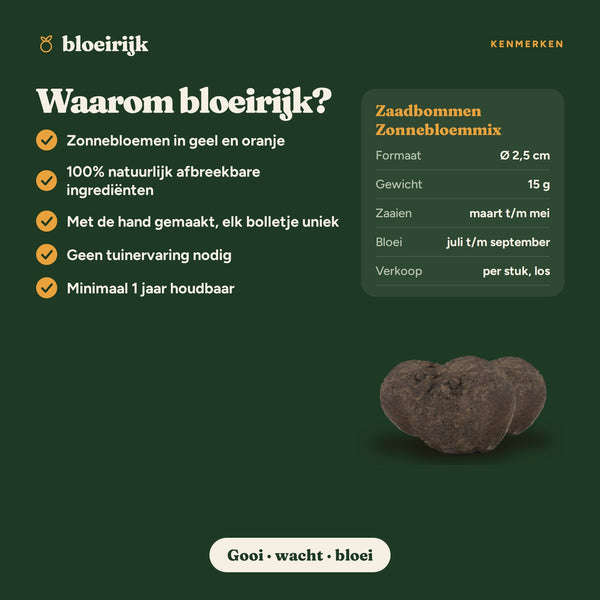 Kenmerken van zaadbommen zonnebloemmix