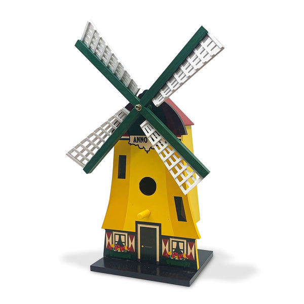 Vogelhuis gele poldermolen met wiek