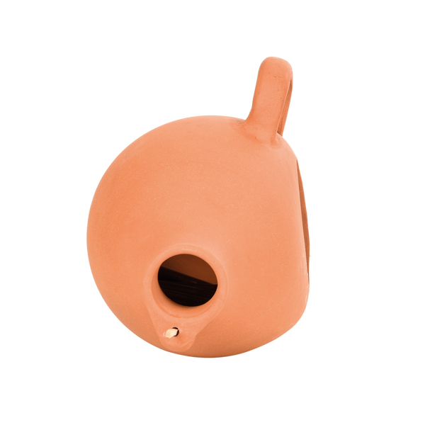 Terracotta mezen en mussen vogelpot