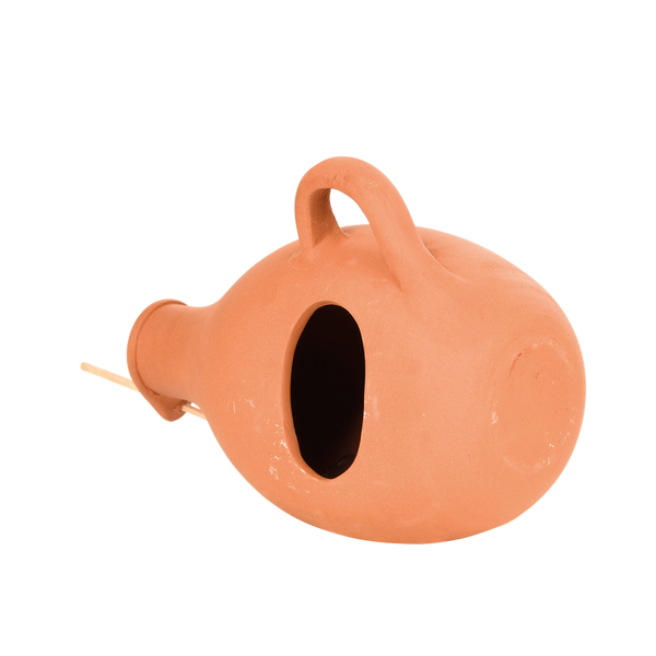 Terracotta mezen en mussen vogelpot