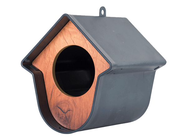 Pindakaaspothouder voor Vogels Evie – Hout Grijs | SingingFriend