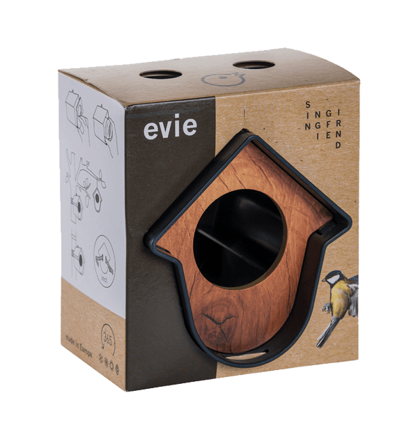 Pindakaaspothouder voor Vogels Evie – Hout Grijs | SingingFriend