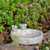 Wildlife World Fleckstone Vogelbad – Compact Beton Vogelbad met 2 Decoratieve Vogels (Ø 22 cm)