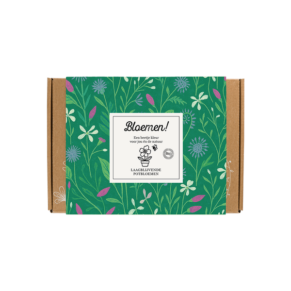 Gift Box Small "Bloemen!" met 7 Laagbloeiende Mix Zaadbommetjes