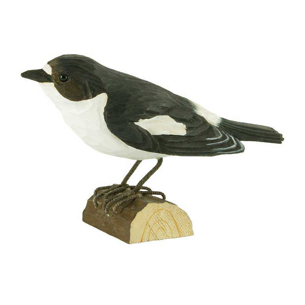 Vogelbeeldje Bonte Vliegenvanger – Handgesneden Houten Decoratievogel | DecoBird Wildlife Garden