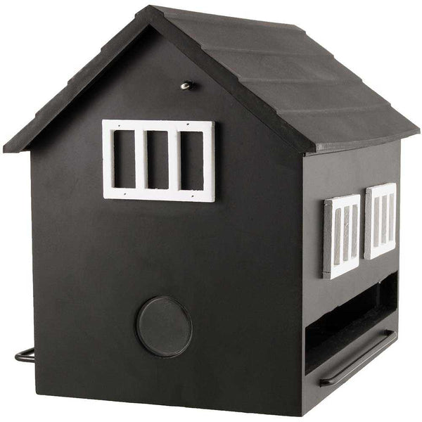 Zwart Voederhuisje met Vogelbad – Houten Vogelvoederhuis | Wildlife Garden