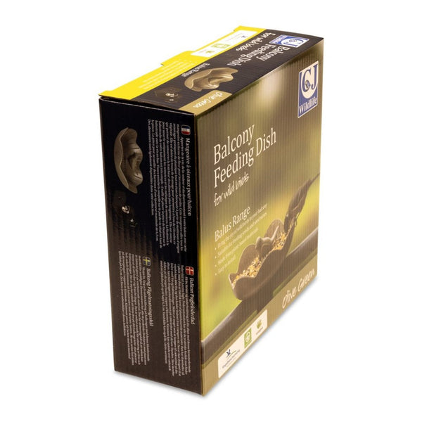 Balkon Voederschaal Balus (olijfgroen) – Compacte voederschaal met klem voor balkons