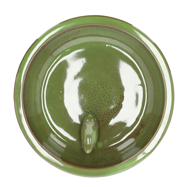 Vogelbad keramiek op voet groen S