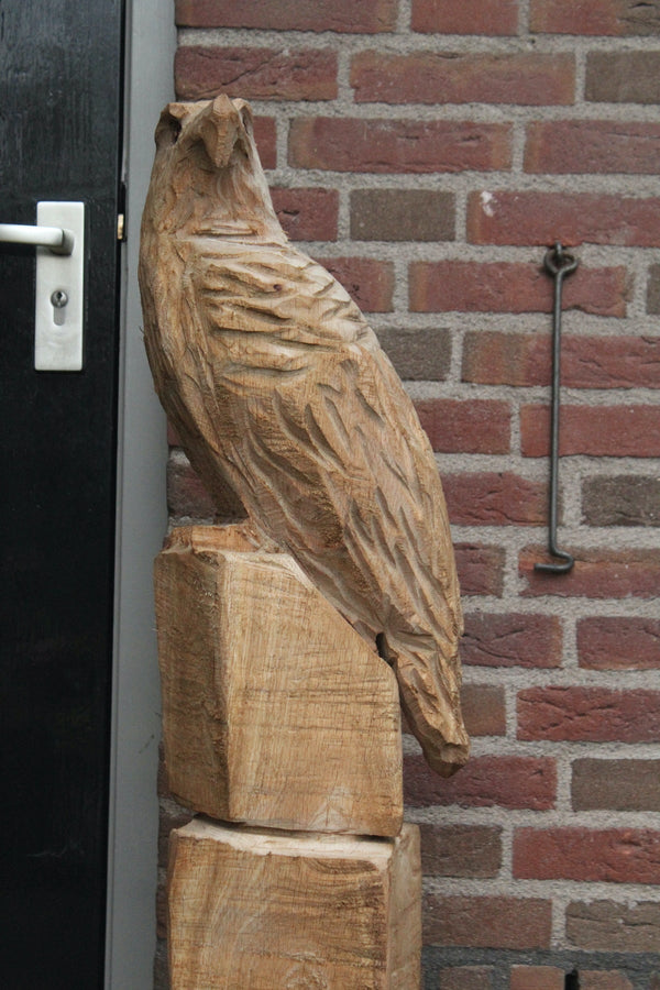 Houtsculptuur arend op rots