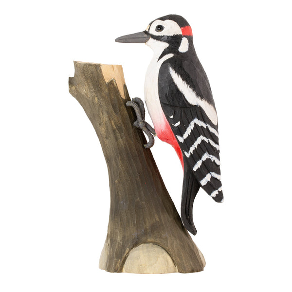 Vogelbeeldje Grote Bonte Specht – Handgesneden Houten Decoratievogel | DecoBird Wildlife Garden
