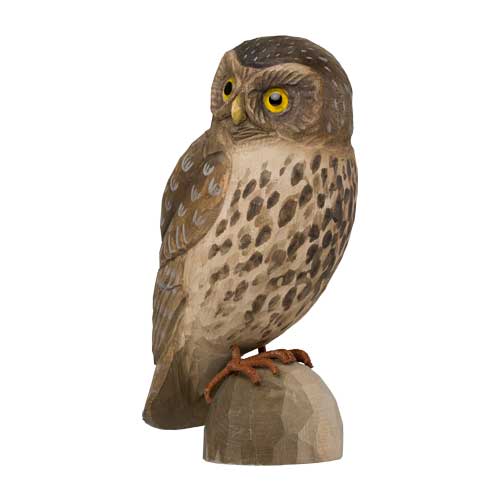 Vogelbeeldje Steenuil – Handgesneden Houten Decoratievogel | DecoBird Wildlife Garden