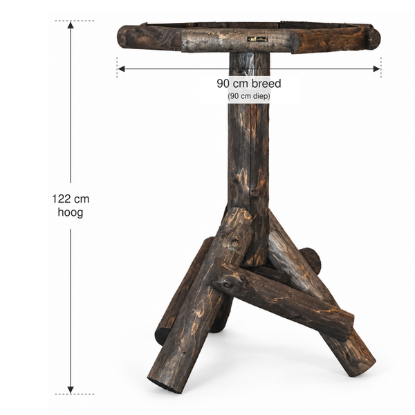 Grote houten vogelvoedertafel 122 cm – Rustiek donker hout