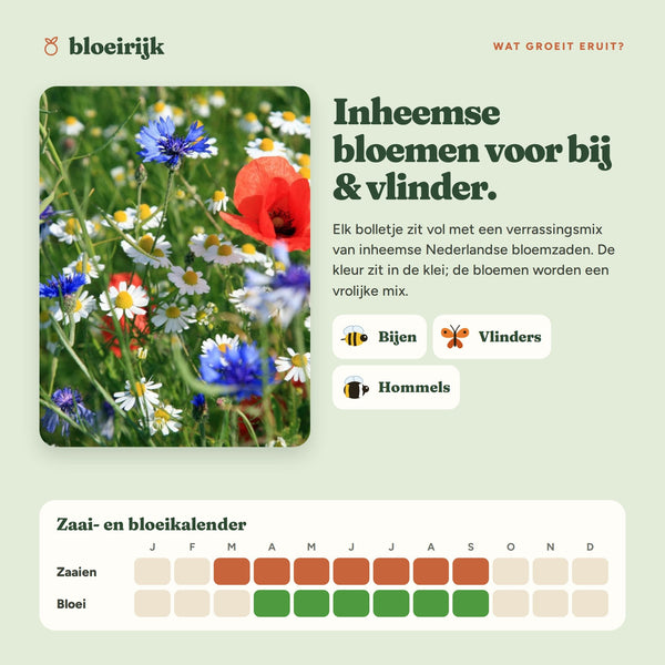 Wat groeit er uit babyroze zaadbommetjes, met zaai- en bloeikalender