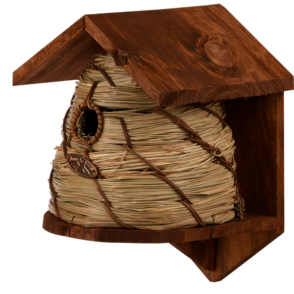 Vogelhuisje Bijenkorfvorm Vurenhout en Riet | Esschert Design