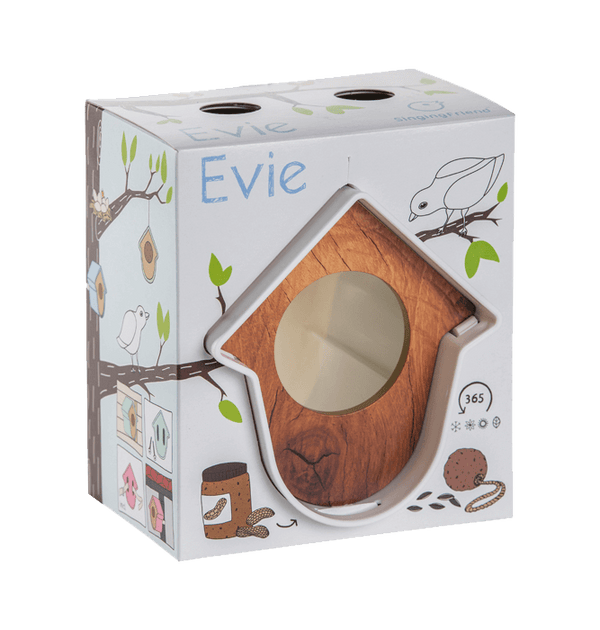 Pindakaaspothouder voor Vogels Evie – Hout Wit | SingingFriend