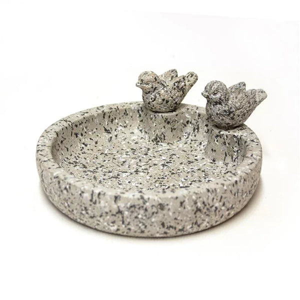 Wildlife World Fleckstone Vogelbad – Compact Beton Vogelbad met 2 Decoratieve Vogels (Ø 22 cm)